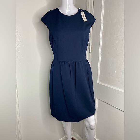 TRINA TURK NWT Pamila Keyhole Navy Blue Dress w Pockets - Picture 2 of 10